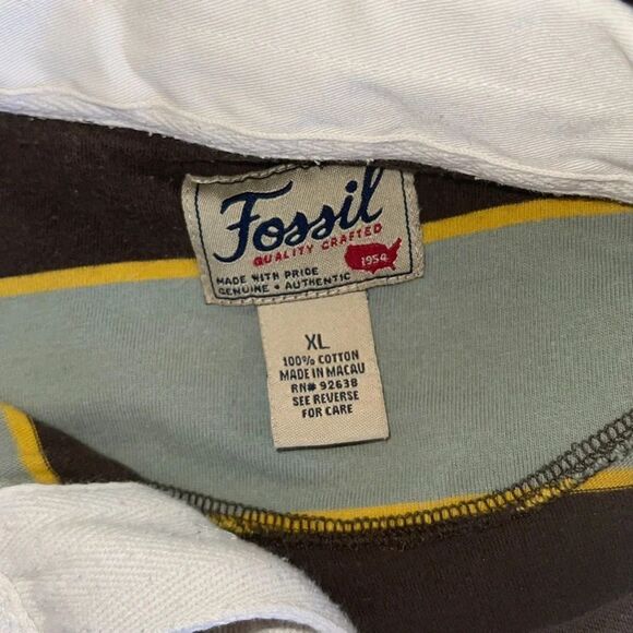 Fossil Men’s Vintage-Style Striped Rugby Polo Shirt | Size XL - Picture 3 of 3
